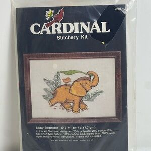 Cardinal Stitchery Kit No. 9605 Baby Elephant Bird 5” x 7” Unused NIP